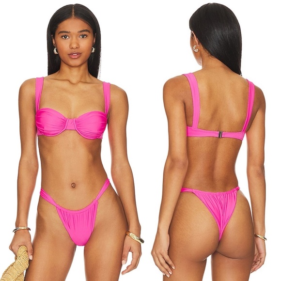 Belle The Label Swim Candy Pink Oracle Bikini Top & Bare Bikini Swim Bottom - Picture 1 of 16